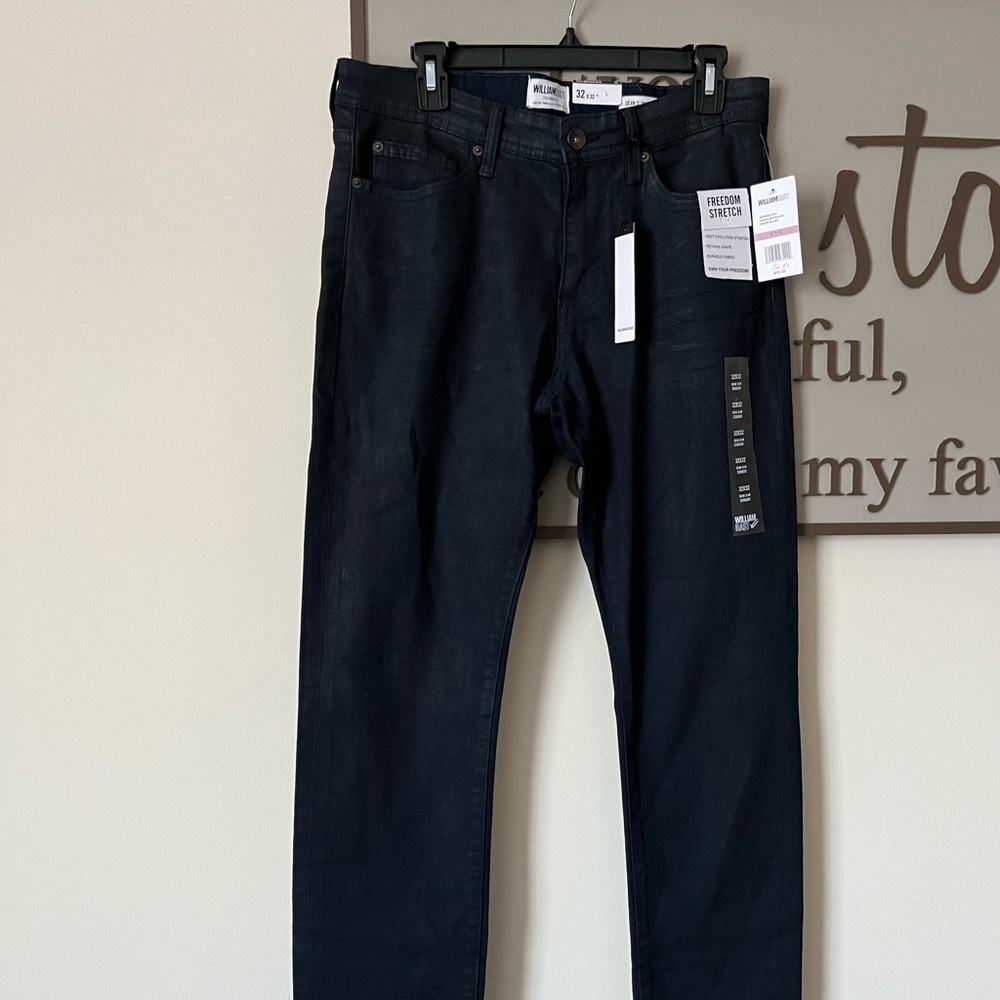 William Rast Men's Dean Slim Straight Denim Jean, Dress Blues Fossil wash. 32x32